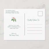 水素朴色の緑の写真メリークリスマス シーズンポストカード (裏面)