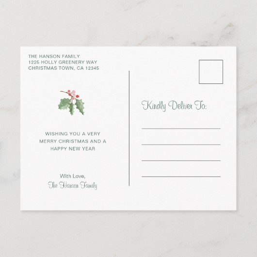 水素朴色の緑の写真メリークリスマス シーズンポストカード