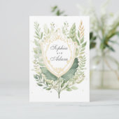 水素朴色の緑の日付カードを保存 セーブザデート (スタンド正面)