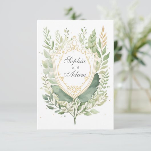 水素朴色の緑の日付カードを保存 セーブザデート (スタンド正面)