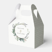 水素朴色の緑の葉のリース結婚 フェイバーボックス (裏面サイド)
