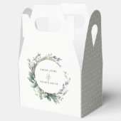 水素朴色の緑の葉のリース結婚 フェイバーボックス (オープン)