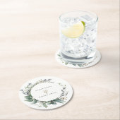 水素朴色の緑の葉のリース結婚 ラウンドペーパーコースター (インサイチュ)