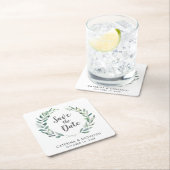 水素朴色の緑の非写真日付を保存 スクエアペーパーコースター (インサイチュ)