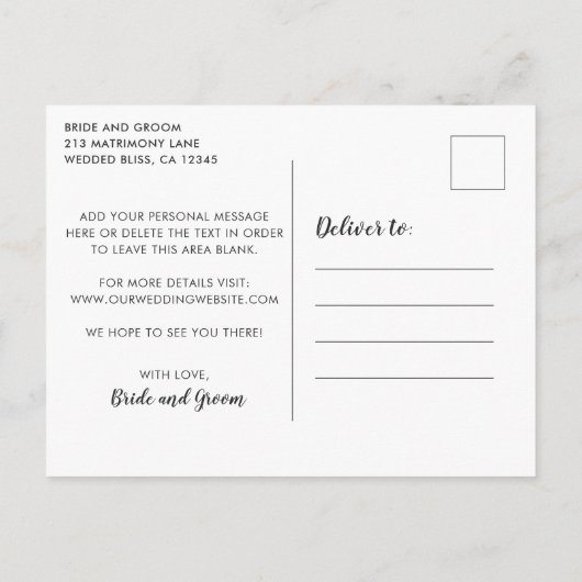 水素朴色の緑の非写真日付を保存 案内ポストカード (裏面)