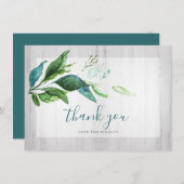 水素朴色の緑サンキューカード シーズンカード (正面/裏面)