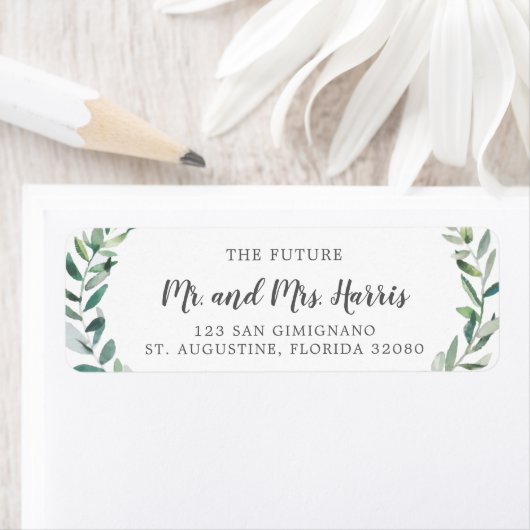 水素朴色の緑結婚の差出人住所 ラベル (インサイチュ)