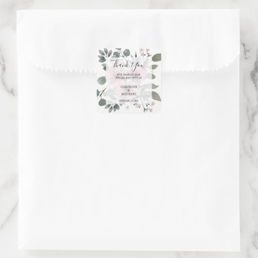 水素朴色の花ありがとう結婚さん スクエアシール (バッグ)