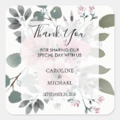 水素朴色の花ありがとう結婚さん スクエアシール (正面)