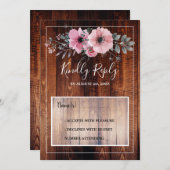 水素朴色の花バーウッドRSVP結婚の 招待状 (正面/裏面)