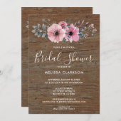 水素朴色の花バーンウッドブライダルシャワー 招待状 (正面/裏面)