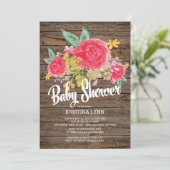 水素朴色の花女の子ベビーシャワー 招待状 (スタンド正面)