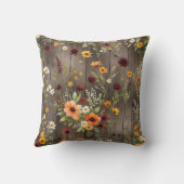 水素朴色の花模様と野花 クッション (裏面)