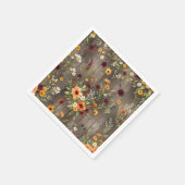 水素朴色の花模様と野花 スタンダードカクテルナプキン (角)