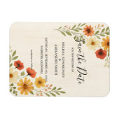 水素朴色の花結婚式の日付を保存 マグネット (横)