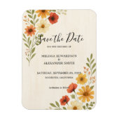 水素朴色の花結婚式の日付を保存 マグネット (縦)