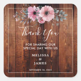 水素朴色の花結婚木の感謝 スクエアシール