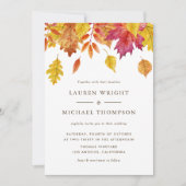 水素朴色の落ち離れる秋結婚の 招待状 (正面)