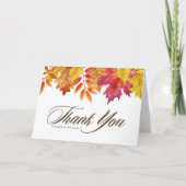 水素朴色の落下離れ秋の結婚式 サンキューカード (正面)