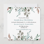 水素朴色の葉フレーム結婚式招待状 招待状 (正面)