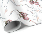 水素朴色の赤い冬の果実と離れ ラッピングペーパー (ロールコーナー)