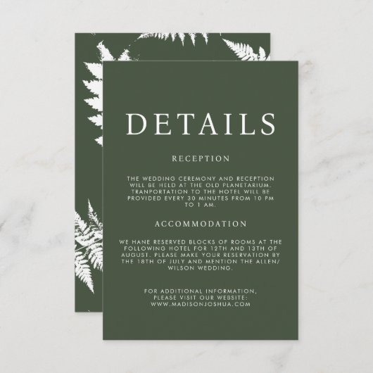 水素朴色の野生のファ結婚ーン詳細 エンクロージャーカード (正面/裏面)