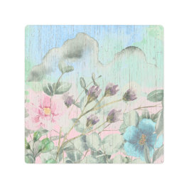 水素朴色の野花 メタルプリント