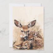 水素朴色の鹿とツインの子鹿 招待状 (裏面)