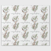 水素朴色の鹿のクリスマスパターン ラッピングペーパー (フラット)