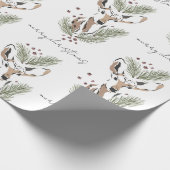 水素朴色の鹿のクリスマスパターン ラッピングペーパー (角)