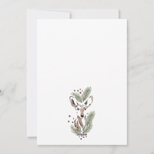 水素朴色の鹿のクリスマス シーズンカード (裏面)