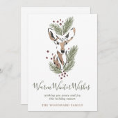 水素朴色の鹿の暖かい冬の願い シーズンカード (正面/裏面)