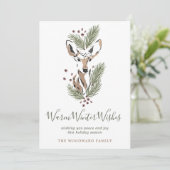 水素朴色の鹿の暖かい冬の願い シーズンカード (スタンド正面)