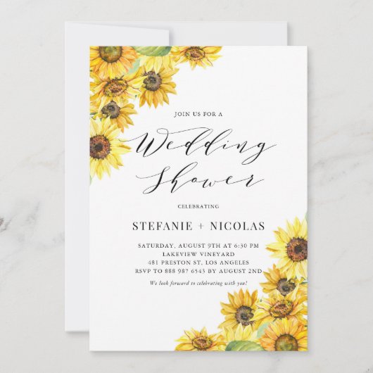 水素朴色ひまわりウェディングシャワー 招待状 (正面)