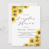 水素朴色ひまわりカップルのシャワー 招待状 (正面)