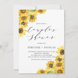 水素朴色ひまわりカップルのシャワー 招待状