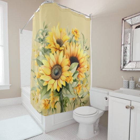 水素朴色ひまわりシャワーカーテン シャワーカーテン (インサイチュ)