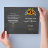 水素朴色ひまわりチョーク結婚式 プログラム チラシ (手)