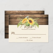 水素朴色ひまわりバーンドウッドRSVP 出欠カード (正面/裏面)