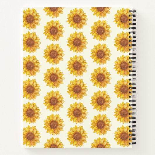 水素朴色ひまわりパーソナライズされた模様 ノートブック (裏面)