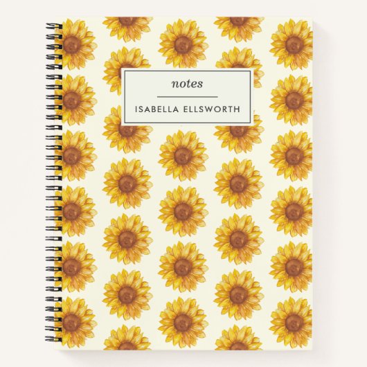 水素朴色ひまわりパーソナライズされた模様 ノートブック (正面)