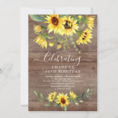 水素朴色ひまわりフローラ誕生日パーティー 招待状 (正面)