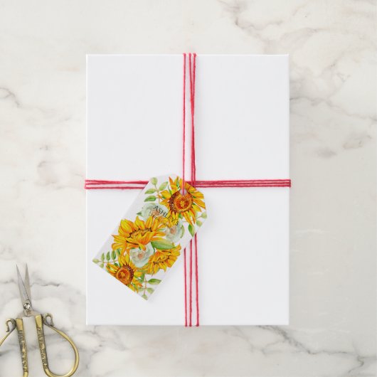 水素朴色ひまわりブライダルシャワーギフトTa ギフトタグ (より糸付き)