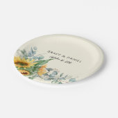 水素朴色ひまわりユーカリ緑 ペーパープレート (アングル)