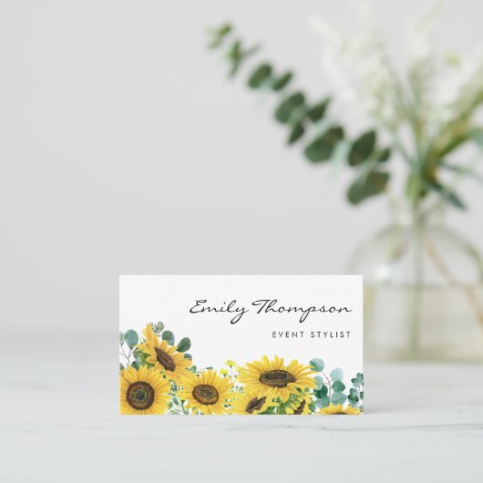 水素朴色ひまわり及びユーカリフローラ 名刺 (スタンド正面)