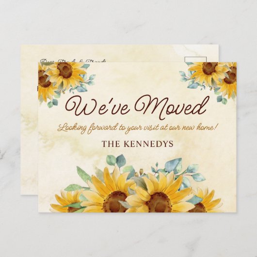 水素朴色ひまわり新しいホームムービング 案内ポストカード (正面/裏面)