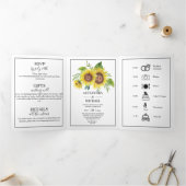 水素朴色ひまわり秋の結婚式三折 三つ折り招待状 (内部)