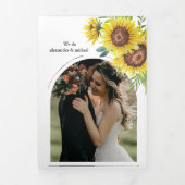 水素朴色ひまわり秋の結婚式三折 三つ折り招待状 (カバー)