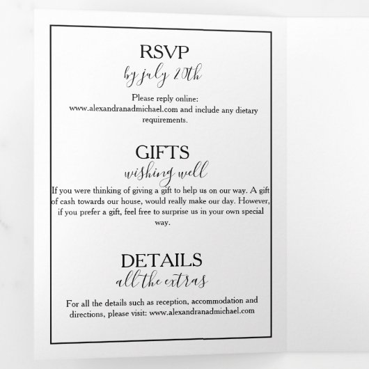 水素朴色ひまわり秋の結婚式三折 三つ折り招待状 (内部最初)