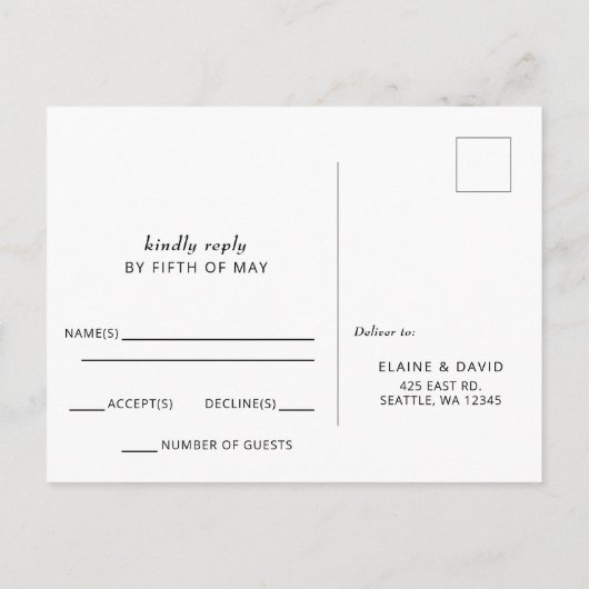 水素朴色ひまわり秋の結婚式RSVP インビテーションポストカード (裏面)